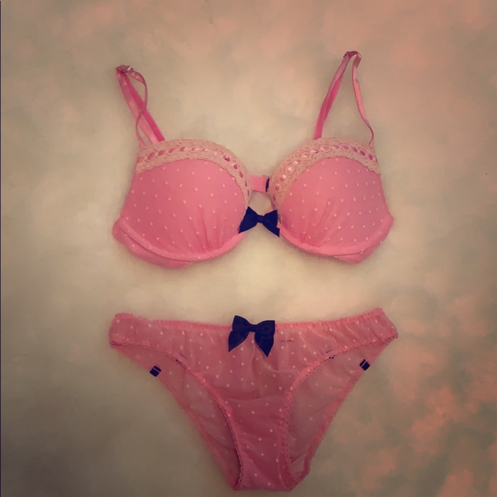 Victoria Secret Babydoll pink and black set
